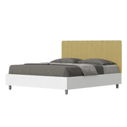 Letto matrimoniale con rete 160x200 bianco frassino testata microfibra ocra Kaia