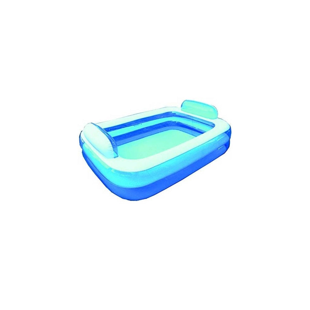 Trade Shop - Piscina Rettangolare Gonfiabile Con Poggiatesta 266 X 175 X 50 Cm 2 Camere Aria -