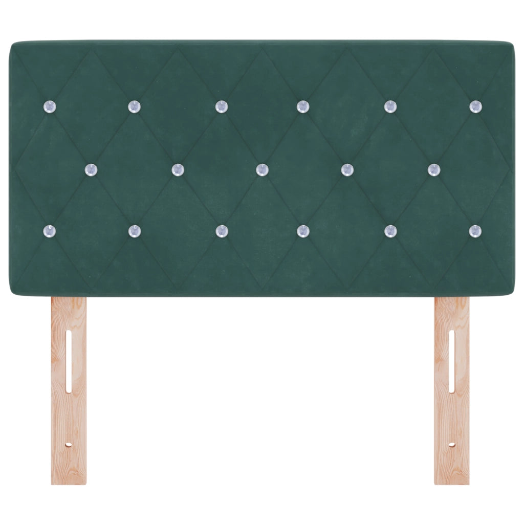 Testiera  con Bottoni in Cristallo Verde Scuro 80 cm in Velluto