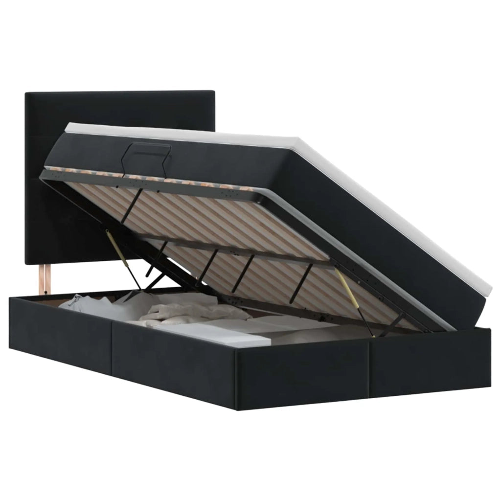 Letto con contenitore e materasso Nero 120 x 200 cm Velluto 3459683