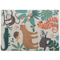 Tappeto in Poliestere con Motivo Giungla, Facile da Pulire, 160x120x1cm, Multicolore