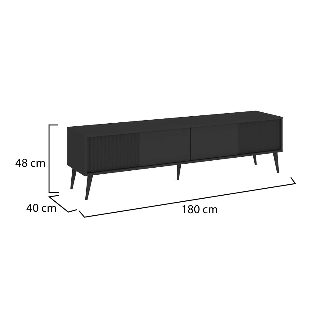 Lilelora, Mobile Porta tv un Ripiano, 180x40x48h cm Nero