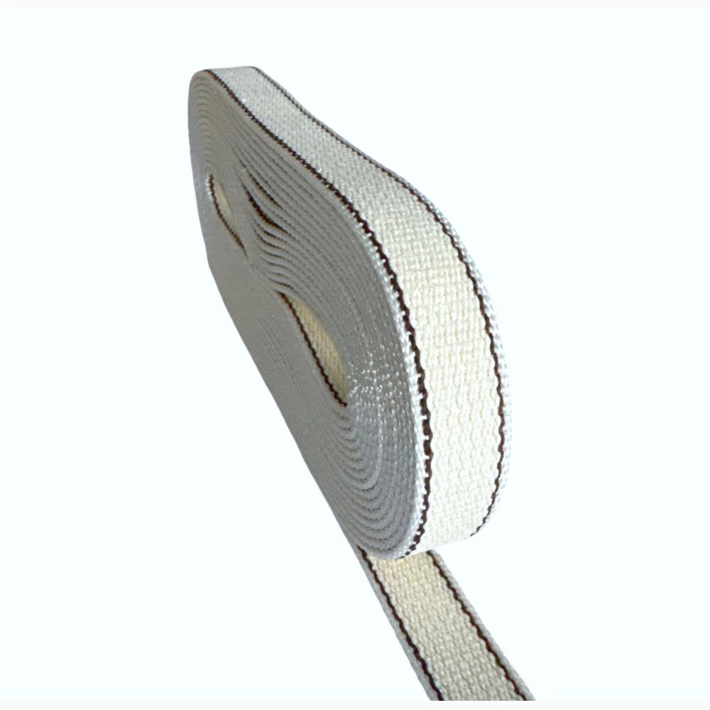 Cintino in cotone 22 mm per Tapparella Bianco con Riga Marrone da 5,5 metri per finestre