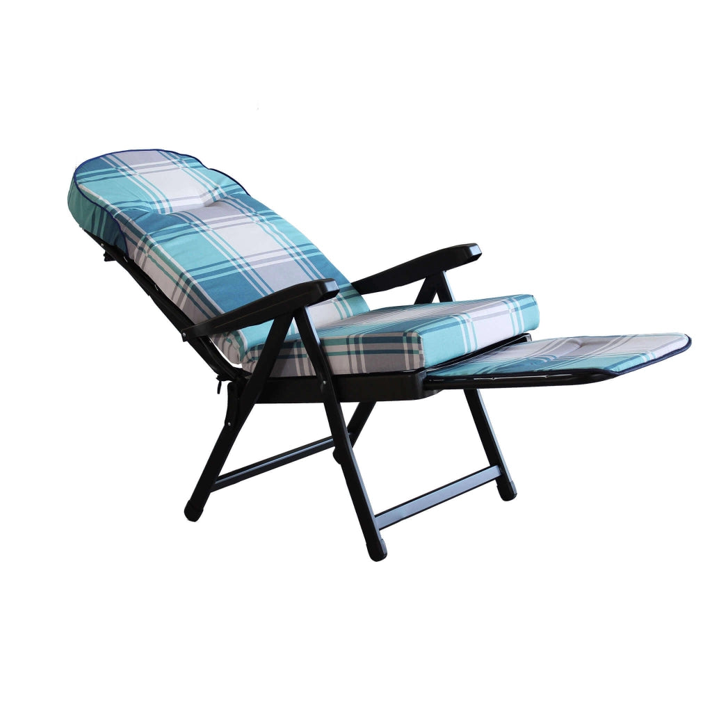 Poltrona Sdraio relax reclinabile in Tessuto Acciaio cm 155x60x60 - QUENTIN