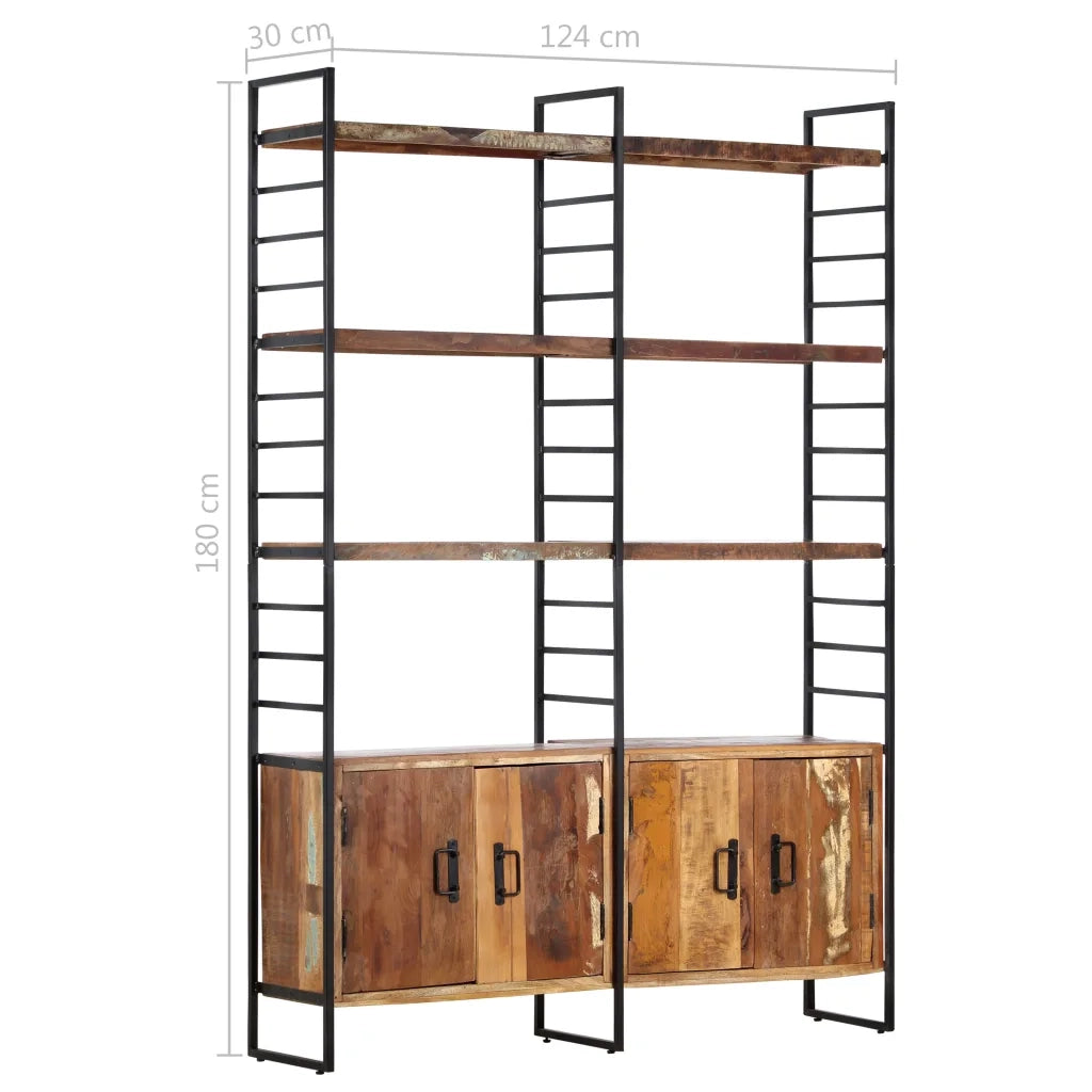Libreria a 4 Livelli Legno Massello di Recupero 124x30x180 cm  cod mxl 15547