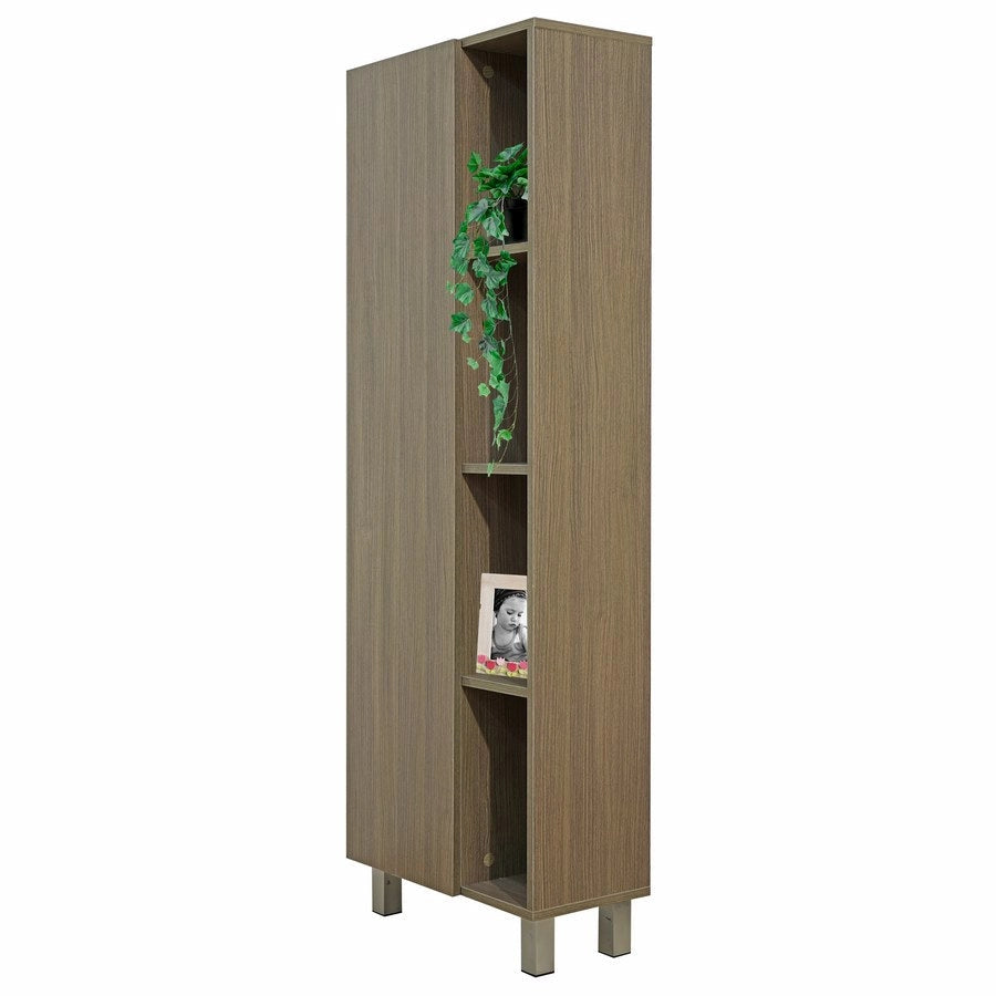 Mobile a Colonna per  Bagno 50x140x24 cm 1 Anta 4 Ripiani in Melaminico Rovere Scuro