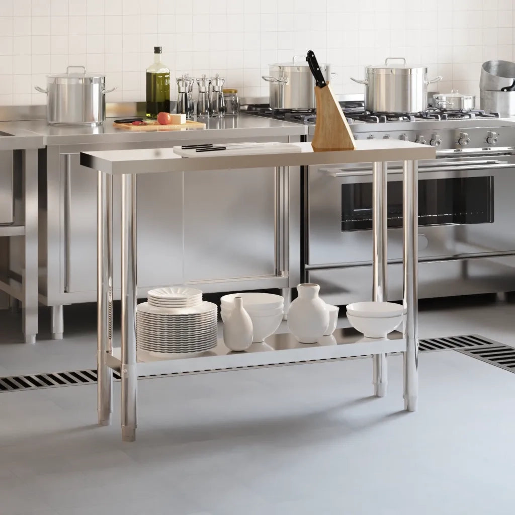 Tavolo da Lavoro da Cucina 110x30x85 cm in Acciaio Inossidabile 376452