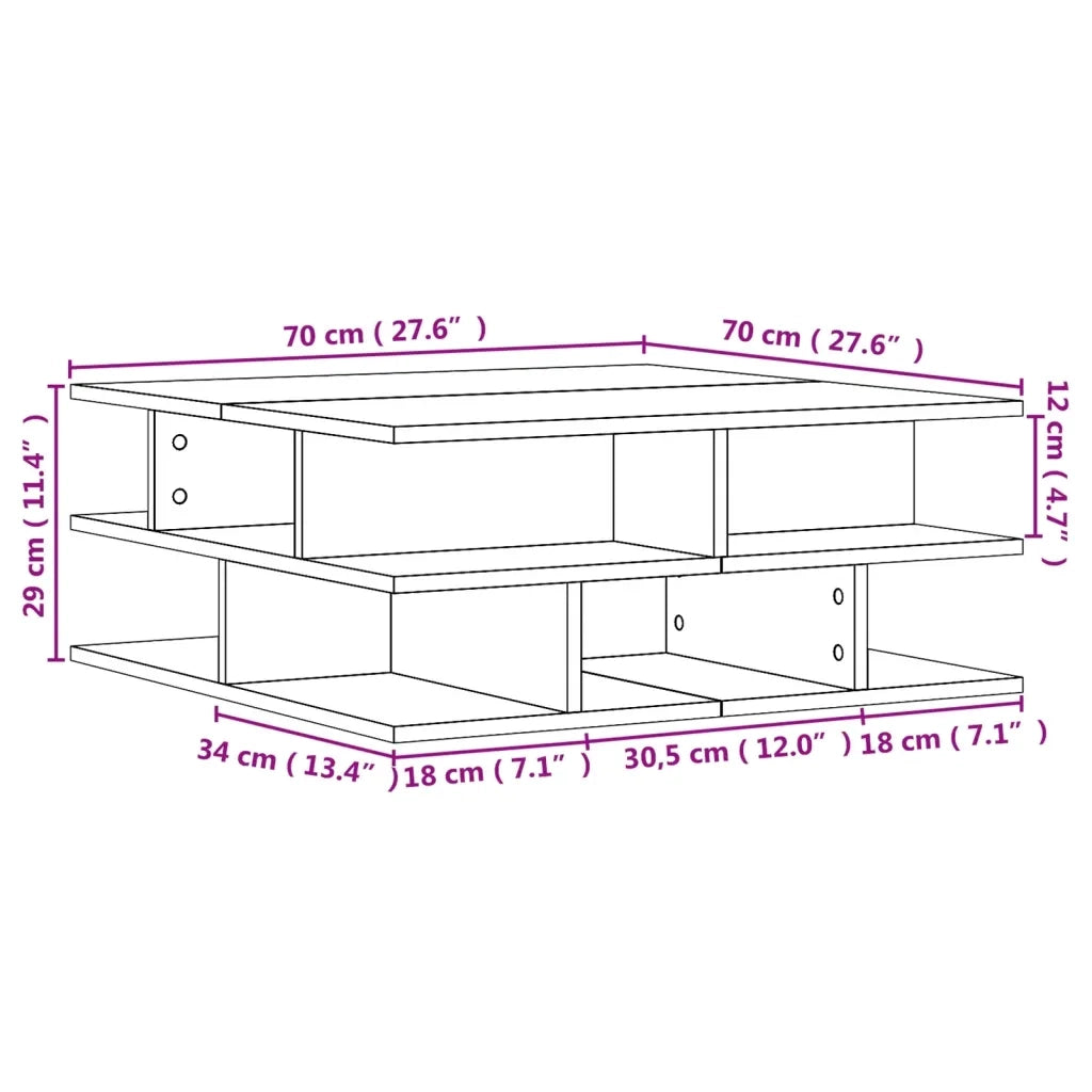 Tavolino da salotto | Tavolino da caff¨¨ | Tavolino da Soggiorno Rovere Fumo 70x70x29 cm Legno Multistrato