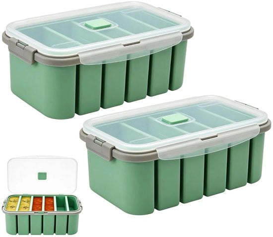 Contenitore per Congelamento per Zuppe - Forma Congelante in Silicone con Coperchio - 6 Fori - Scatola Congelante - Sicuro per l'Alimentazione - 22,5 x 14,5 x 7,8 cm - Scatola Congelante