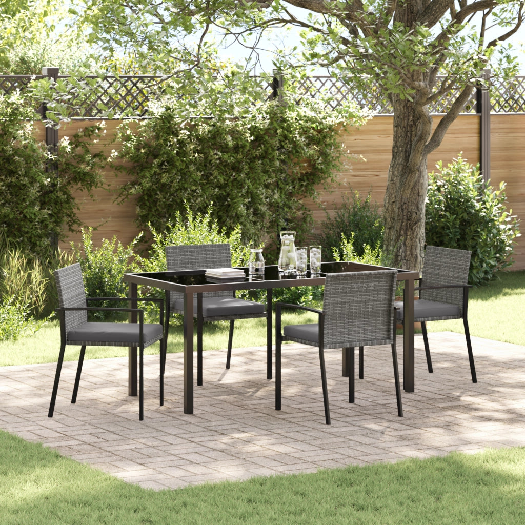 Set di 5 Pezzi da Pranzo per Giardino Grigio Polyrattan
