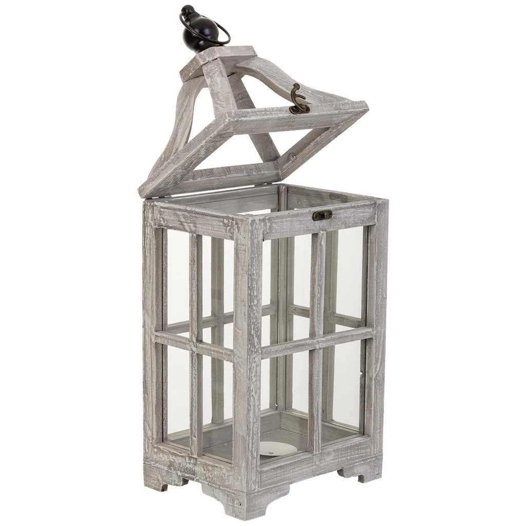 Lanterna in legno bianco 20,5x15,5x48,5h cm