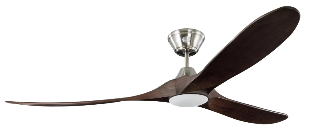 Ventilatore da soffitto a risparmio energetico KOA con LED nichel 178 cm con pale di legno naturale noce