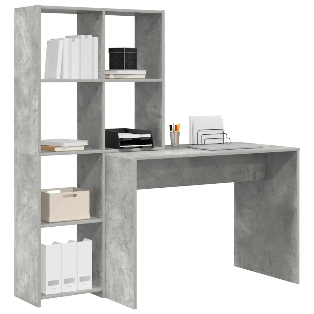 Scrivania con lo scaffale Grigio cemento 138,5 x 55 x 143 cm 3337252