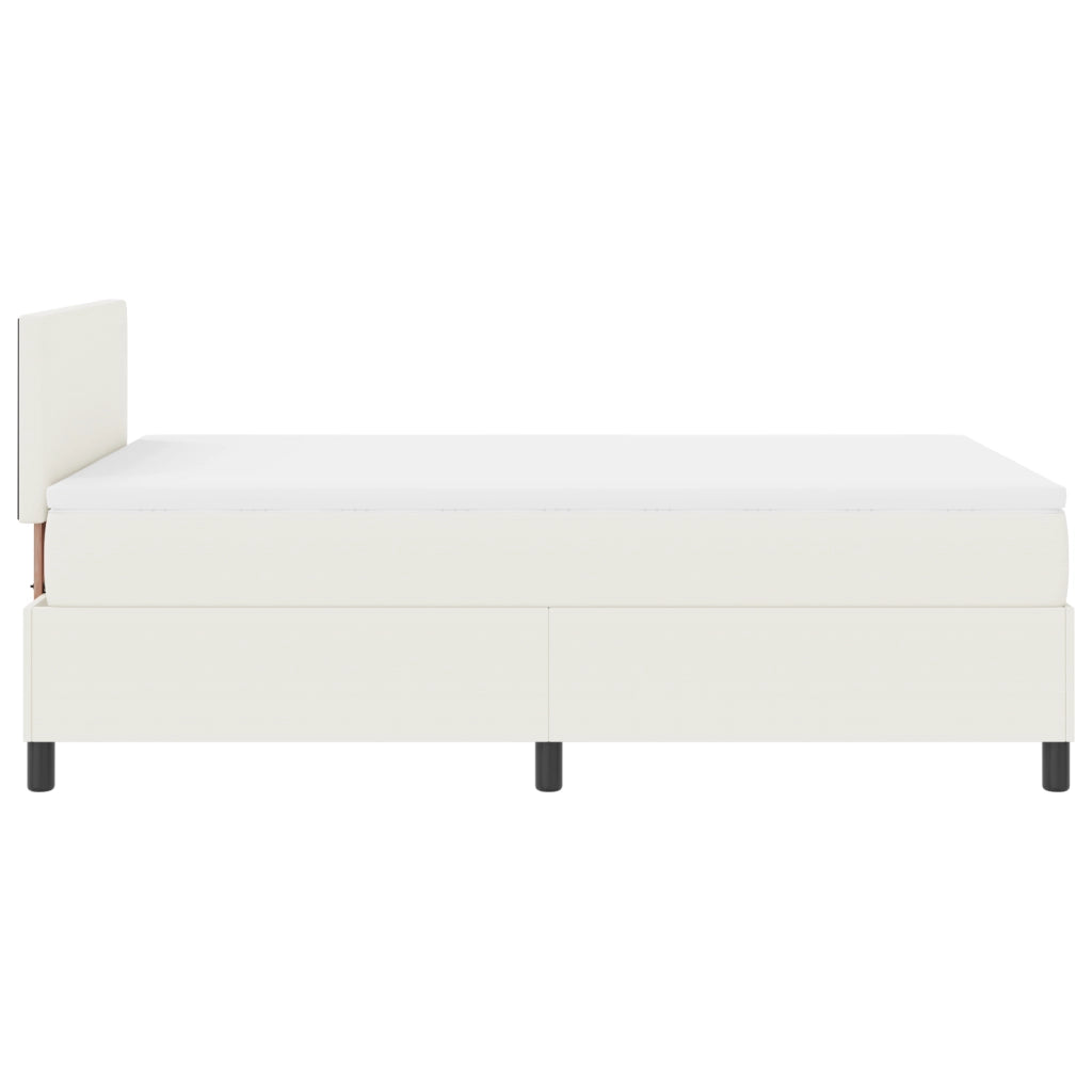 Letto Box Spring con Materasso Crema Piccolo Doppio Tessuto in Corduroy
