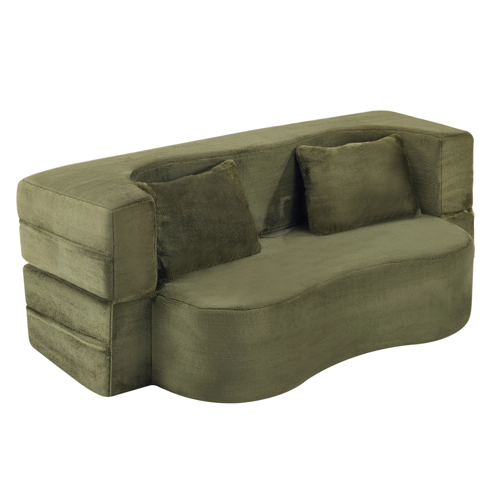 Divano letto due posti - Zephmum - Fodera in cotone - Verde - Pieghevole senza montaggio