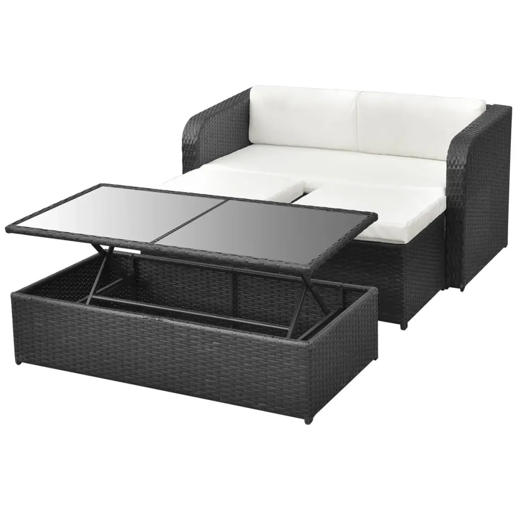 Set Divani da Giardino 4 pz con Cuscini in Polyrattan Nero cod mxl 36244