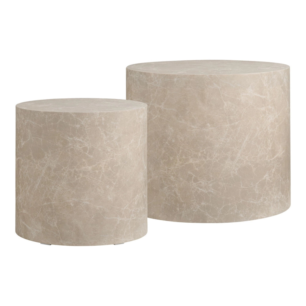 Set 2 tavolini da caffè Prague effetto marmo beige rotondi