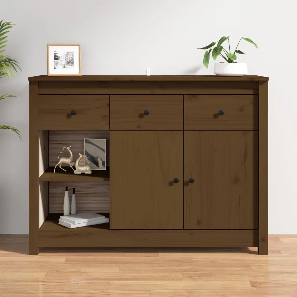 Credenza Marrone Ambrato 100x35x74 cm in Legno Massello di Pino