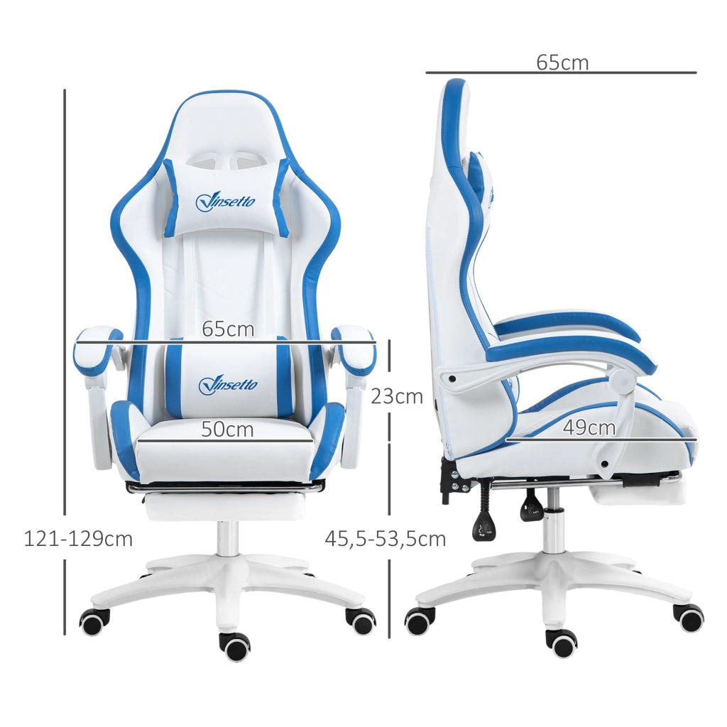 Poltrona da gaming ergonomica ¨C zephmum ¨C bianco 65x65x121-129 cm