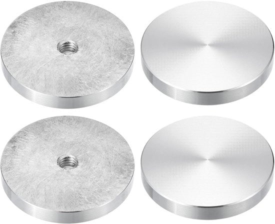 Set di dischi in alluminio con avvito M8 per tavolo in vetro - diametro 50 mm - 4 pezzi