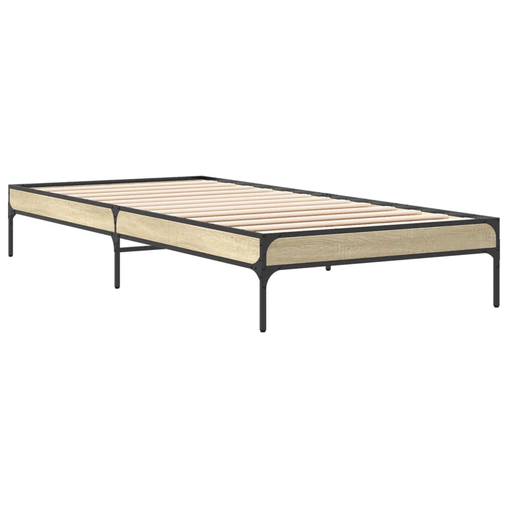 Giroletto-Struttura Letto Rovere Sonoma 100x200 cm Legno Multistrato e Metallo 715467