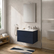 Mobile bagno sospeso 70 cm blu due cassetti push-pull e lavabo Tierra