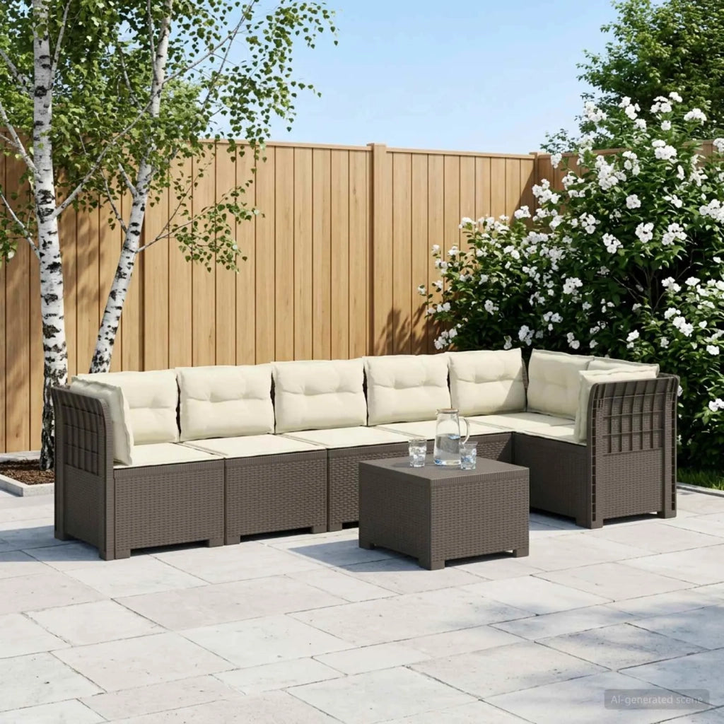 Divano da Giardino 6 Posti con Cuscini Aspetto Rattan PP 3444134