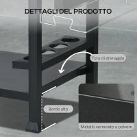 Carrello Barbecue con Tavolino Pieghevole in Acciaio Inox, 2 Ruote e Accessori, 125x65x84 cm, Nero