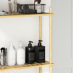 Mobile Sopra WC 63,5x25,5x181 cm a 3 Ripiani a Doghe Salvaspazio in Bambù