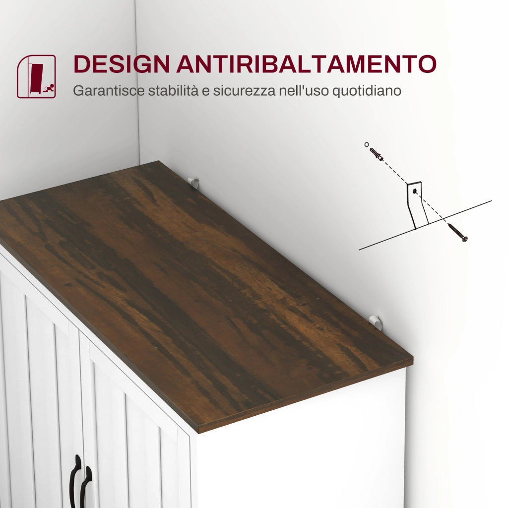 Credenza Moderna con Ante e Ripiano Regolabile ¨C Zephmum ¨C Bianco Legno 80x40x80