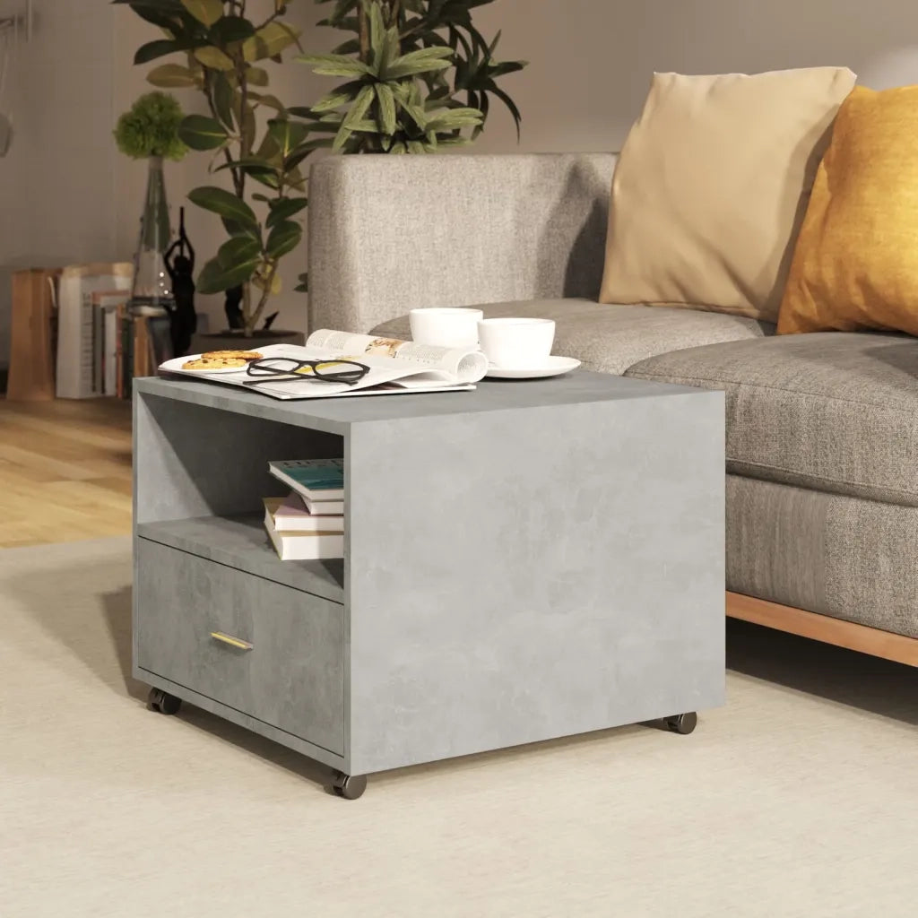 Tavolino Salotto Grigio Cemento 55x55x40 cm Legno Multistrato