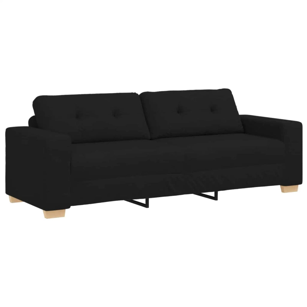 Divano 3 pcs Nero 221 x 80 x 80 cm Tessuto misto lino 3324630