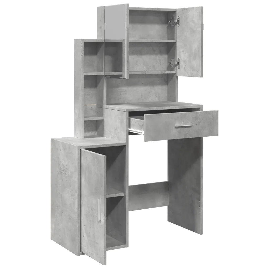 Toeletta con Armadietto Grigio Cemento 80x35x132 cm