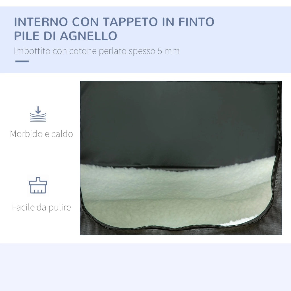 Trasportino per Cani Mini e Gatti con Cuscino, Sacca di Trasporto e Porte a Rete, 60x42x42 cm, Grigio