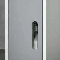 kleankin Colonna Bagno con Mensole e Armadietti, Mobile Alto Salvaspazio in Legno 15x17x120cm, Bianco e Grigio