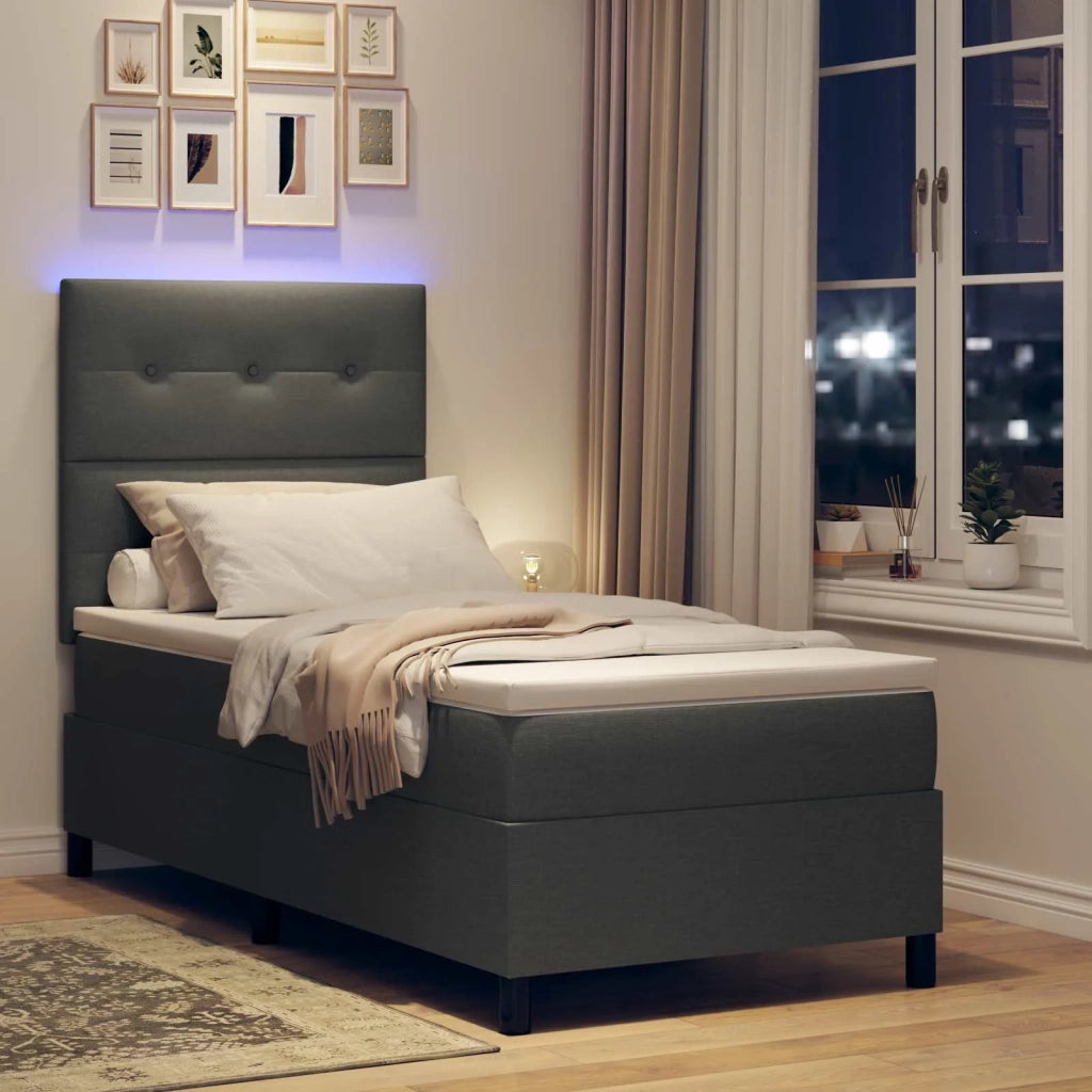 Letto a molle con materasso Grigio scuro 90 x 190 cm Tessuto 3342831