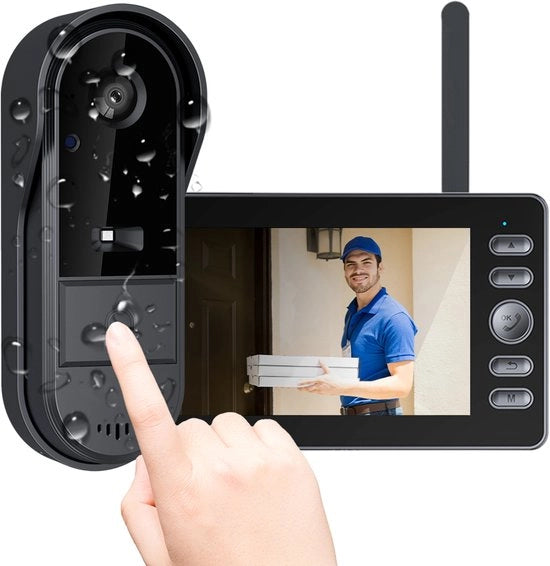 Camera di ingresso con schermo monitor da 4,3 pollici - Visore intercom visivo wireless per interni - Visione notturna - Audio bidirezionale - Nessuna app/WiFi necessaria