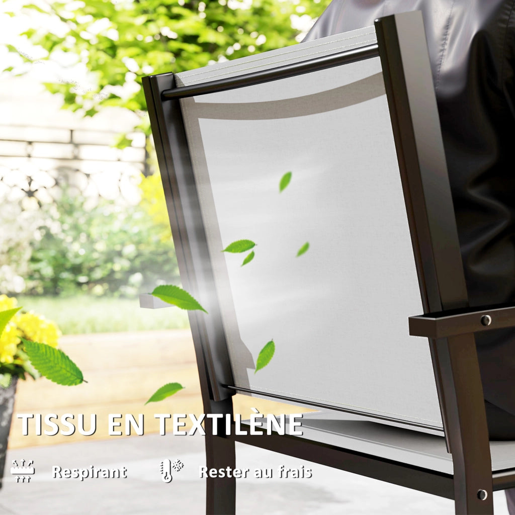 Set 2 Sedie da Giardino Impilabili ¨C Xylo ¨C con Braccioli Struttura Acciaio Grigio Chiaro 60x65x85cm