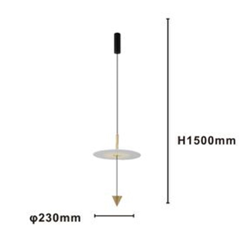 Trade Shop - Lampadario A Sospensione Lampada 12w Luce Led 4000k Disco Bianco ø23cm Cono Oro 32016 -
