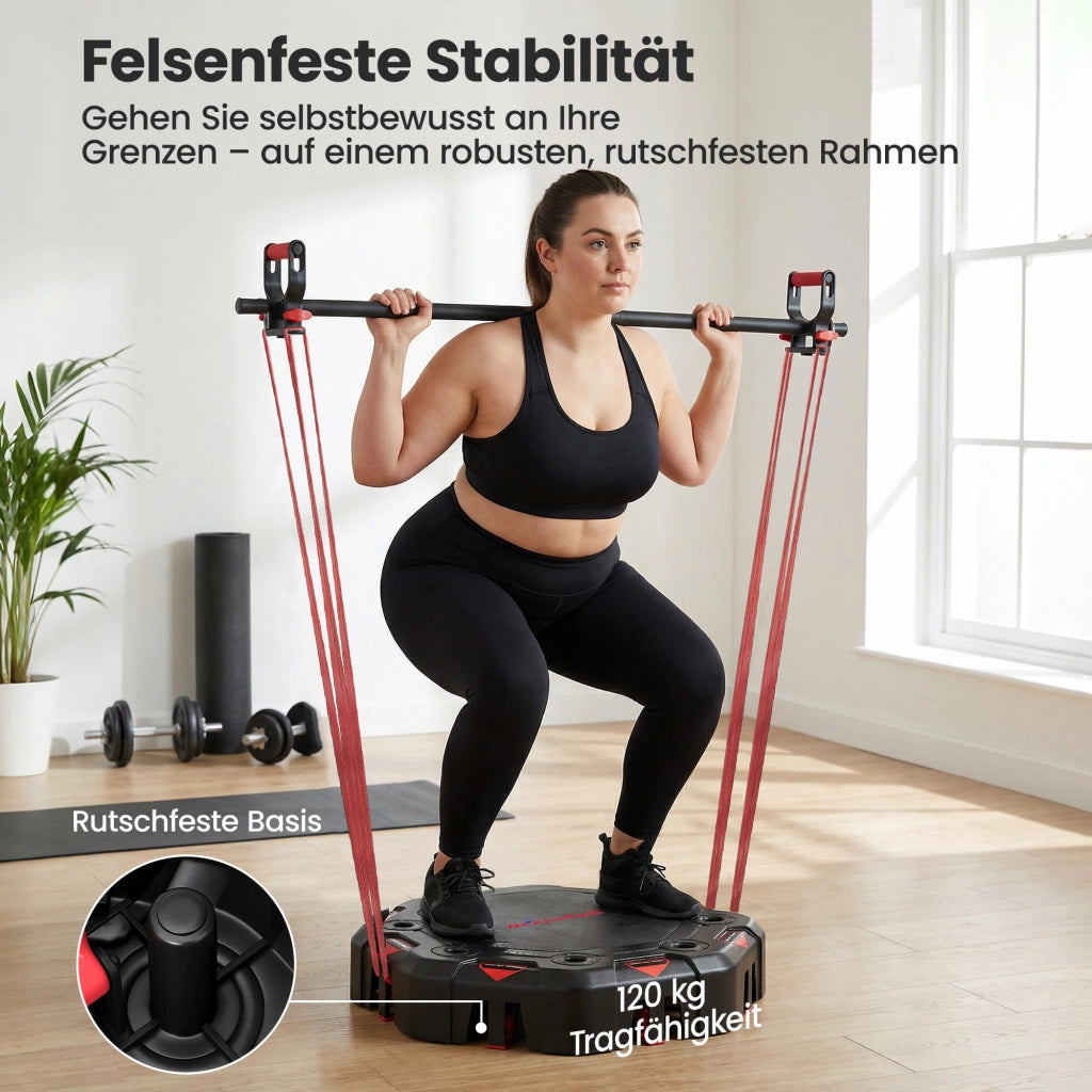 Tavolo per esercizi 7-in-1 regolabile ¨C Minimal ¨C con bande di resistenza e ruote