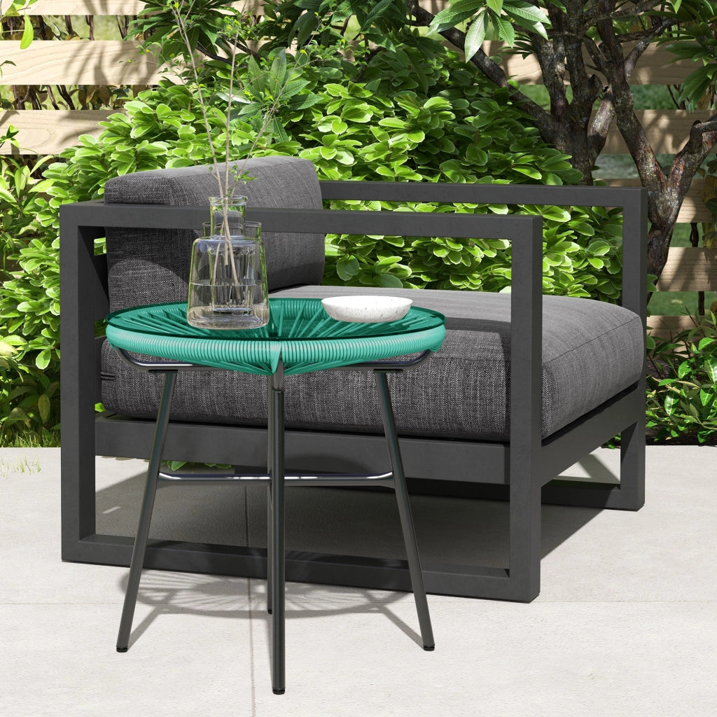 Tavolino da caff¨¨ rotondo da giardino ¨C Xylo ¨C Rattan vetro temperato ?50x50H cm