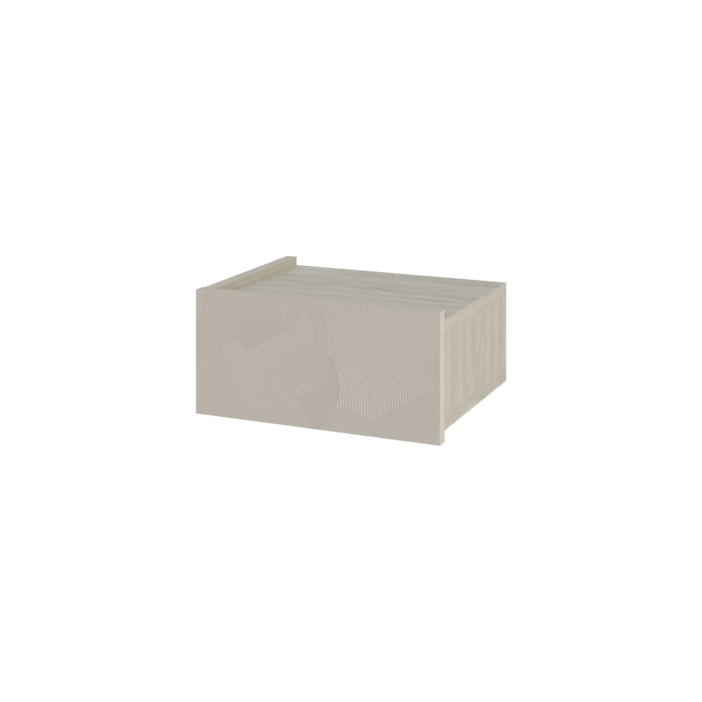 Comodino in legno "Onda" con illuminazione LED - 38 x 31 x 18 cm - Beige