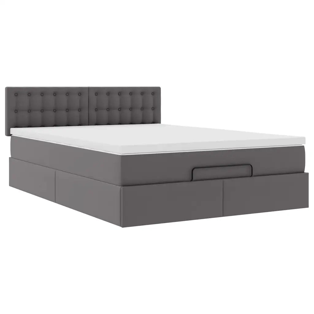 Pouf Letto con Materassi e LED Grigio 140x200cm Similpelle 3312160