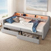 Daybed 90x200 cm con LED, USB e 2 cassetti