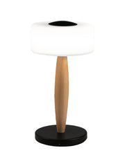 Lampada da tavolo Elea LED 8W 860lm 3000K, Struttura in metallo, legno e vetro soffiato con regolazione luce al tocco, Colore Nero - Elea