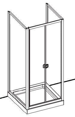 Box doccia acrilico - 3 lati, due fisso piu' porta a libro - Misura: 75 x 105 x 75 x h185 cm
