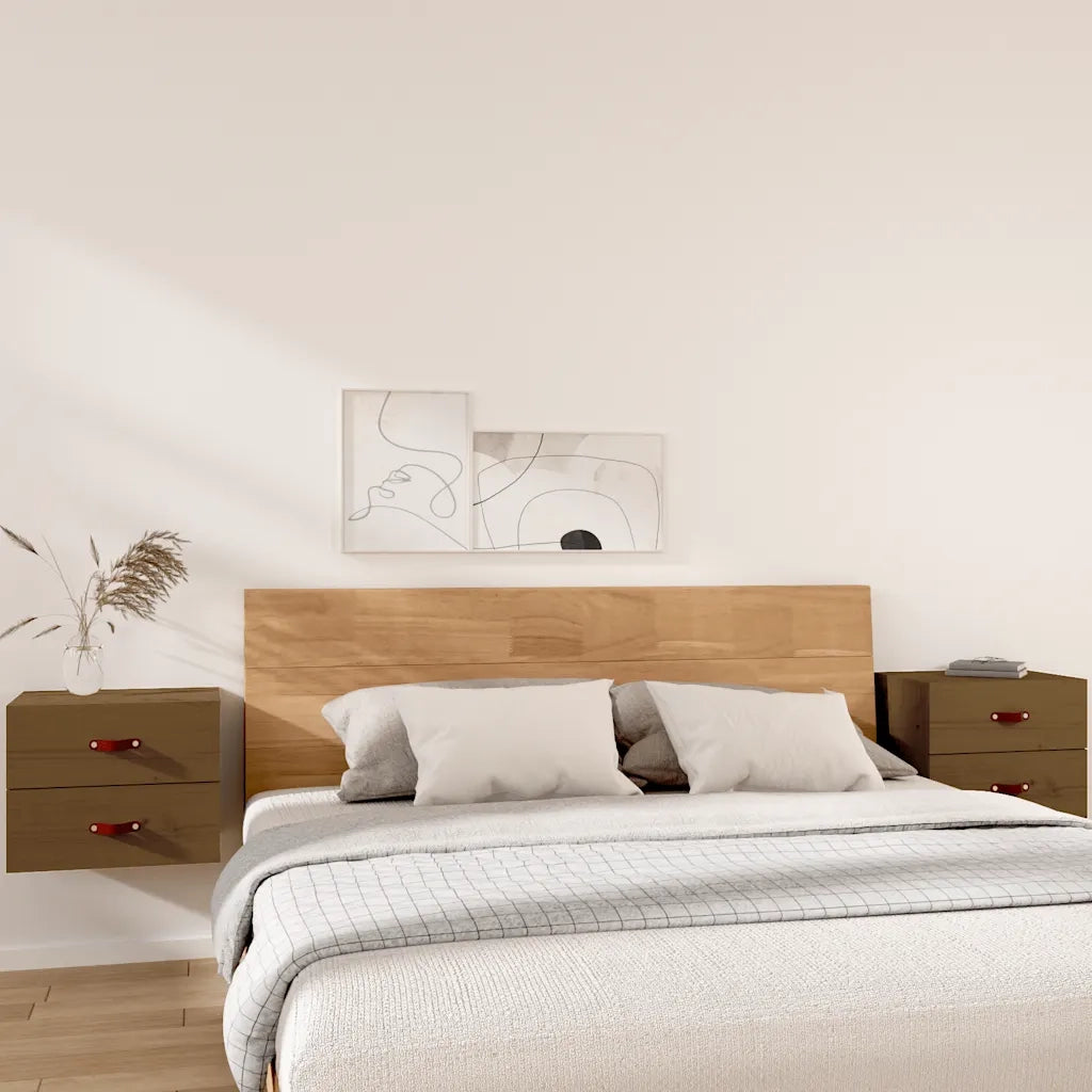 Comodini a Muro 2 pz-Set di 2 Tavolino da notte Marrone ambra 50x36x40 cm