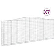 Cestini gabbioni recinzione a gabbia muro di contenimento ad arco 7 pezzi 400 x 30 x 140/160 cm ferro zincato argento 02_0041121