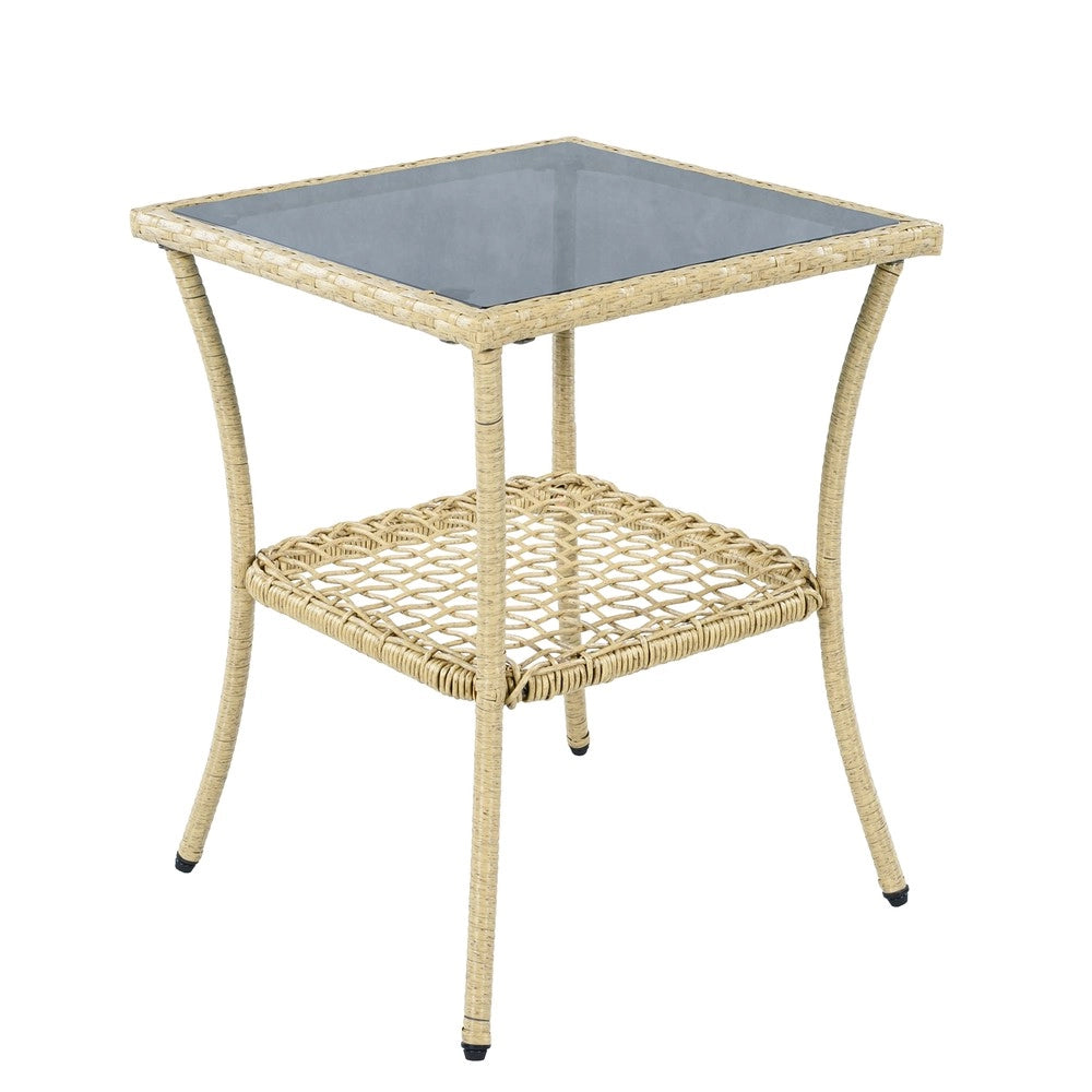 Set Balcone Rattan 3 Pezzi con Sedia a Dondolo e Cuscini Beige ¨C Xylo