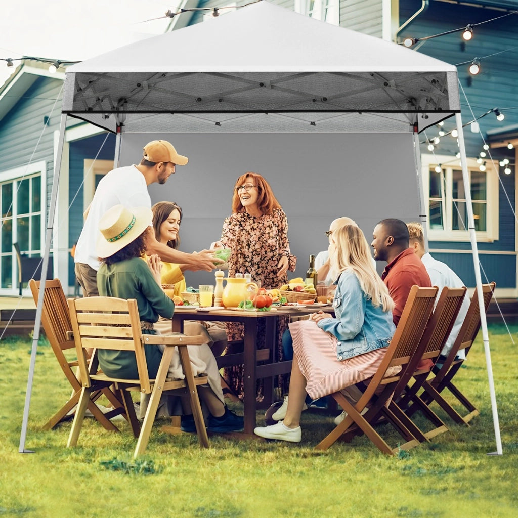 Gazebo pieghevole per esterni con gambe inclinabili regolabili per feste, Tenda a baldacchino pop-up 180 x 180 cm Bianco